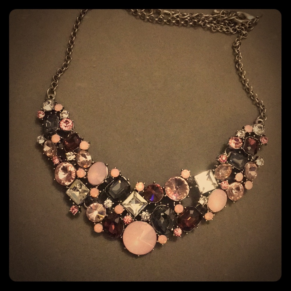 Pink and grey gemstone necklace